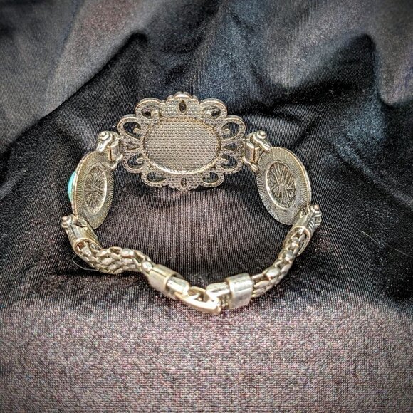 Turquoise Style Stone with Filigree Heart Detail Bracelet - Picture 5 of 6